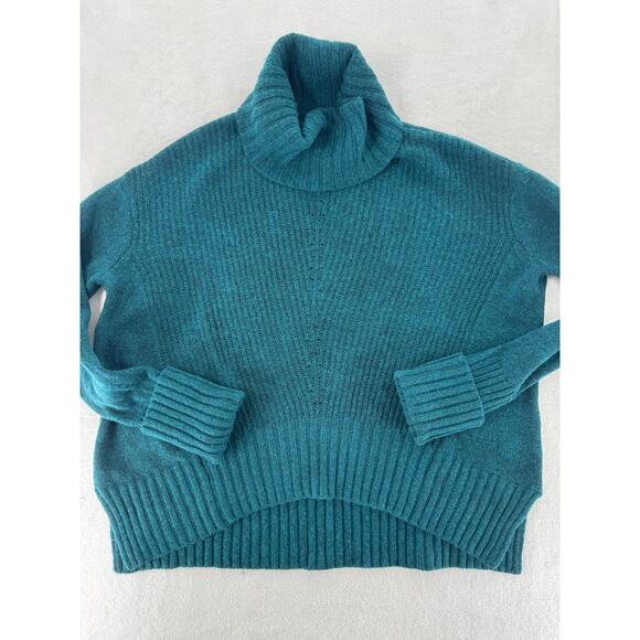 Anthropologie Moth Teal Green Wool Blend Cowl Neck Sweater Turtleneck Normcore S - Picture 4 of 7